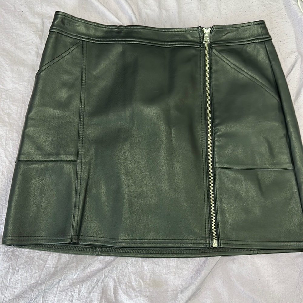 Black leather mini skirt